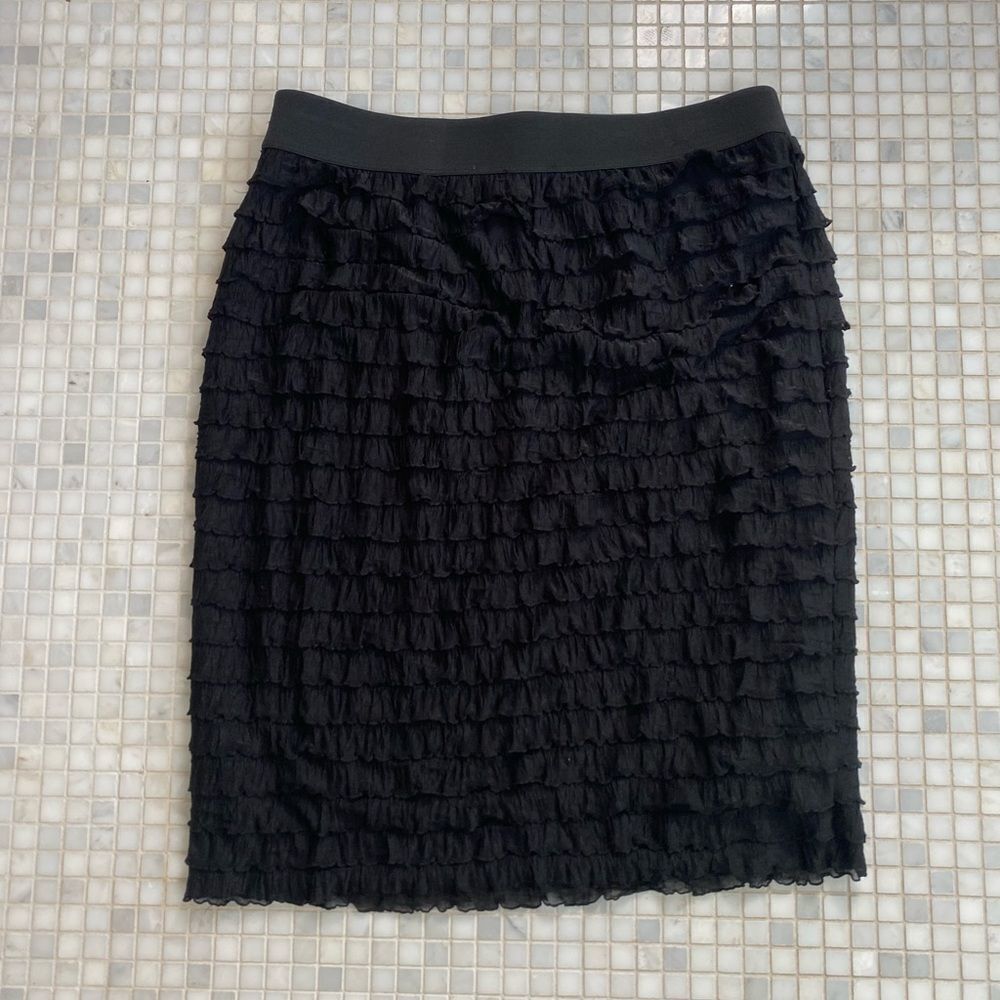 NY Collection Black Ruffled Pencil Skirt - Picture 5 of 6